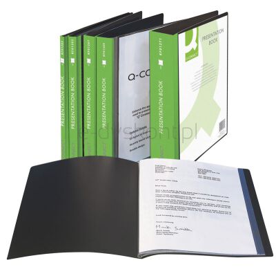 Q-Connect Teczka Ofertowa Z Kieszenią Opisową, Pp, A4, 460Mikr., 20 Koszulek, Czarna