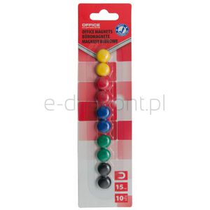 Office Products Magnesy do tablic okrągłe, średnica 15mm, 10szt., blister, mix kolorów