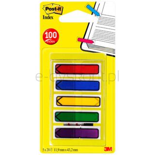 Post-It Zakładki indeksujące (684-ARR1), PP, 11,9x43,2mm, strzałka, 5x20 kart., mix kolorów [BIURO]