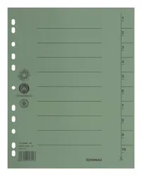 Donau Przekładka karton A4, 235x300mm, 1-10, 1 karta, zielona 