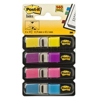 Post-It Zakładki indeksujące (683-4AB), PP, 11,9x43,1mm, 4x35 kart., mix kolorów neonowy