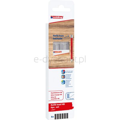 Wymienne wkłady e-8891 EDDING, do ołówka e-8890, HB, 6 szt., blister