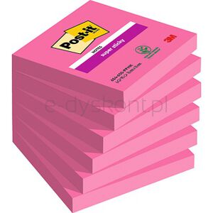 Post-It Karteczki samoprzylepne Super sticky, (654-6SS-PNK), 76x76mm, 1x90 kart., fuksja 