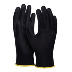 Donau Rękawice Safety Pu Black, Kat. Ii, Rozm. 8, Czarne