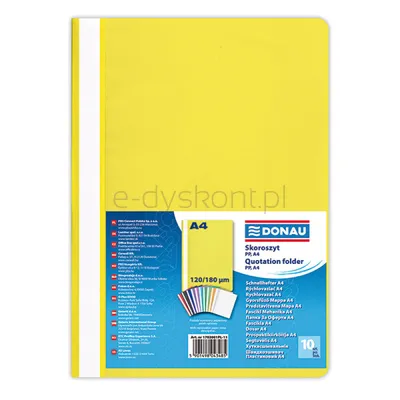 Donau Skoroszyt  Pp, A4, Standard, 120/180Mikr., Żółty