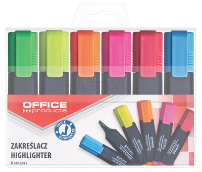 Office Products Zakreślacz Fluorescencyjny 1-5Mm (Linia), 6Szt., Mix Kolorów