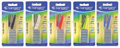 Zszywacz KANGARO Mini-10/Y2+zszywki, zszywa do 10 kartek, blister, mix kolorów