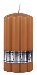 Świeca słupek ryflowana DONAU HOME Wave, 70x130mm, karmelowy