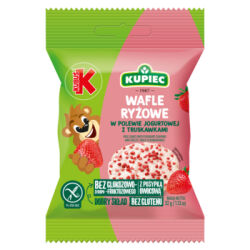 Kupiec & Kubuś Wafle ryżowe z polewą jogurtową z liofilizowaną truskawką 32 g