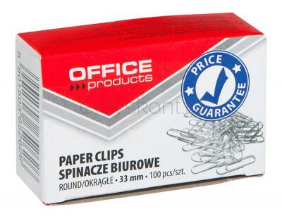 Office Products Spinacze Okrągłe 33Mm, 100Szt., Srebrne
