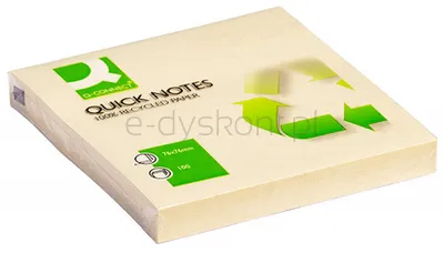 Q-Connect Bloczek Samoprzylepny 100% Recycled, 76X76Mm, 100 Kart., Żółty