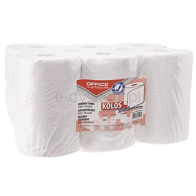 Office Products Ręczniki Kuchenne Celulozowe Kolos Junior, 2-Warstwowe, 300 Listków, 6 Rolek