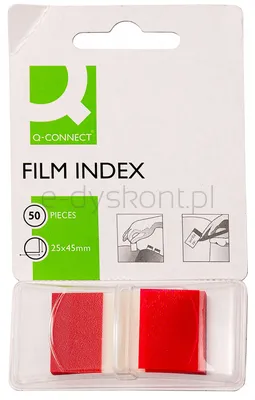 Q-Connect Zakładki Indeksujące Pp, 25,4X43,7Mm, 50 Kart., Czerwone 