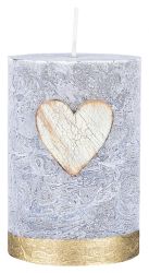 Donau HOME Świeca słupek Golden Heart, 70x100mm, grafitowy