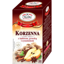 Malwa Herbatka owocowo-ziołowa korzenna z imbirem gruszką i cynamonem 20 x 2g
