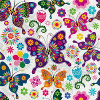 Tete A Tete Serwetki Colorful Butterflies, Serwetki Tat 3-Warstwowe 33X33Cm Składane 1/4 20Szt. W Paczce