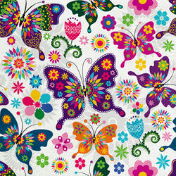 Tete A Tete Serwetki Colorful Butterflies, Serwetki Tat 3-Warstwowe 33X33Cm Składane 1/4 20Szt. W Paczce