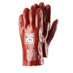 RS Rękawice chemiczne PVC, 27 cm, rozm. 10, czerwone