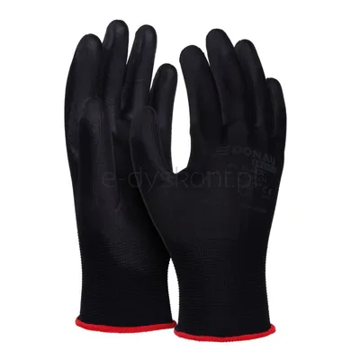 Donau Rękawice Safety Pu Black, Kat. Ii, Rozm. 6, Czarne