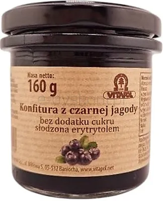 Konfitura Z Czarnej Jagody Słodzona Erytrytolem B/C 160G