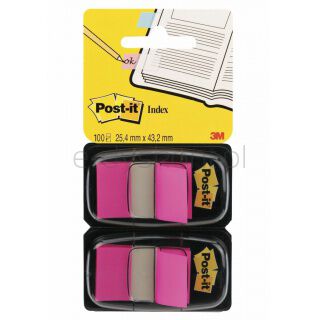 Post-It Zakładki indeksujące (680-BP2EU), PP, 25,4x43,2mm, 2x50 kart., jaskraworóżowe 