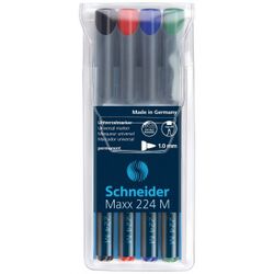 Schneider Zestaw foliopisów permanentnych Maxx 224, M, 1,0mm, 4 szt., miks kolorów