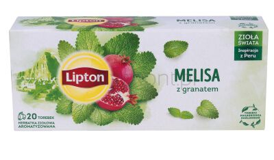 Lipton Herbata Melisa z granatem 20 Torebek. Herbatka ziołowa aromatyzowana 24g