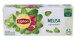 Lipton Herbata Melisa z granatem 20 Torebek. Herbatka ziołowa aromatyzowana 24g