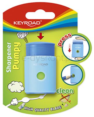 Keyroad Temperówka Pumpy-Up, plastikowa, pojedyncza, blister, mix kolorów 