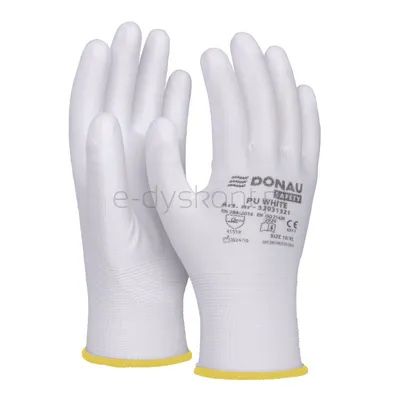 Donau Rękawice Safety Pu White, Kat. Ii, Rozm. 8, Białe
