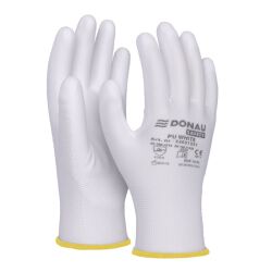 Donau Rękawice Safety Pu White, Kat. Ii, Rozm. 8, Białe