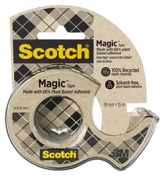 Taśma Biurowa Scotch® Magic™ Greener Choice (9-1915D), Matowa, 19Mm, 15M, 1 Rolka, Podajnik