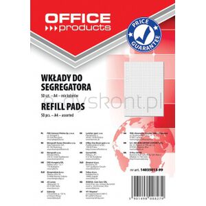 Office Products Wkład do segregatora A4, w kratkę, 50 kart., mix kolorów