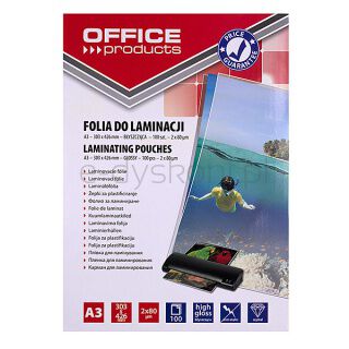 Office Products Folia Do Laminowania, A3, 2x80mikr., błyszcząca, 100szt., transparentna