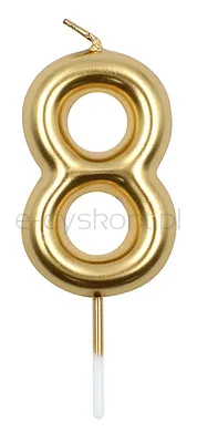 Świeczka Part Go, cyfra 8, 6cm, złota