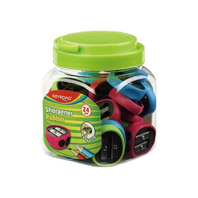 Keyroad Temperówka Rubber, plastikowa, podwójna, pakowane w tubę, mix kolorów [BIURO]