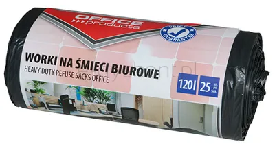 Office Products Worki na śmieci biurowe mocne (LDPE), 120l, 25szt., czarne
