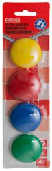 Office Products Magnesy do tablic okrągłe, średnica 40mm, 4szt., blister, mix kolorów 