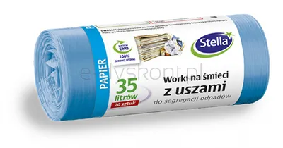 Stella Worki z uszami do segregacji odpadów papierowych, 35 l, 20 szt., niebieskie, niebieski