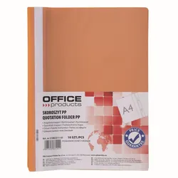 Office Products Skoroszyt, 120/180 Mic, Pp, Pomarańczowy 