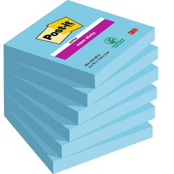 Post-It  Karteczki Samoprzylepne Super Sticky (654-6Ss-Eb), 76X76Mm, 1X90 Kartek, Niebieskie