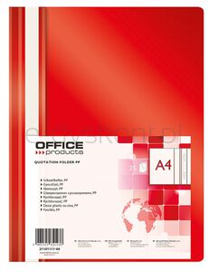 Office Products Skoroszyt, PP, A4, miękki, 100/170mikr., czerwony