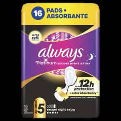 Always Podpaski Ze Skrzydełkami Platinum Secure Night Extra 16 Szt.