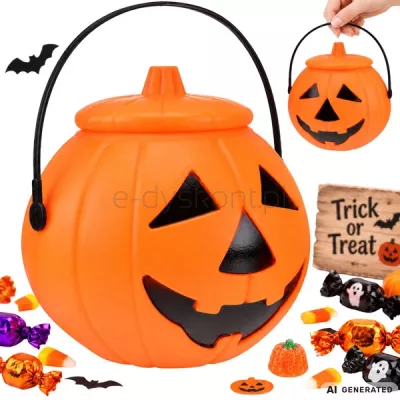 Wiaderko halloween pojemnik dynia na cukierki duże kociołek na słodycze