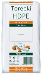 Torebki spożywcze HDPE, 18x4x35cm, 1000 szt., transparentne
