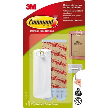 Command™ Haczyk Do Ramek Z Uchwytem, 17040 Pl, 1 Haczyk, 2 Duże Paski