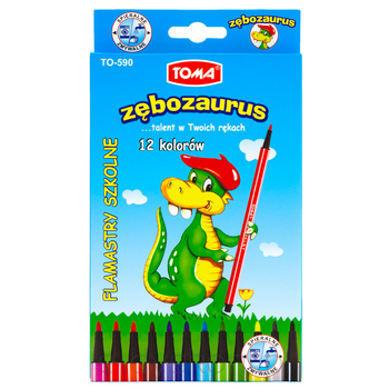 Flamastry spieralne Zębozaurus 12 kolorów Toma