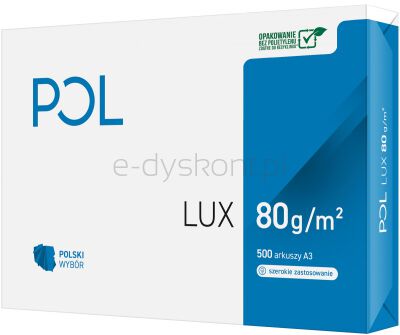 POL LUX Papier Ksero  A3, klasa B, 161CIE, 80gsm, 500ark.