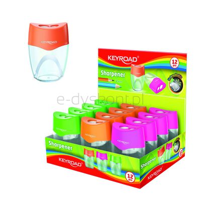 Keyroad Temperówka plastikowa, nietłukąca, podwójna, z pojemnikiem, pudełko, mix kolorów