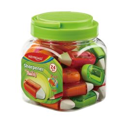 Keyroad Keyroad Temperówka plastikowa z gumką, Twist, pojedyńcza, w plastikowej tubie